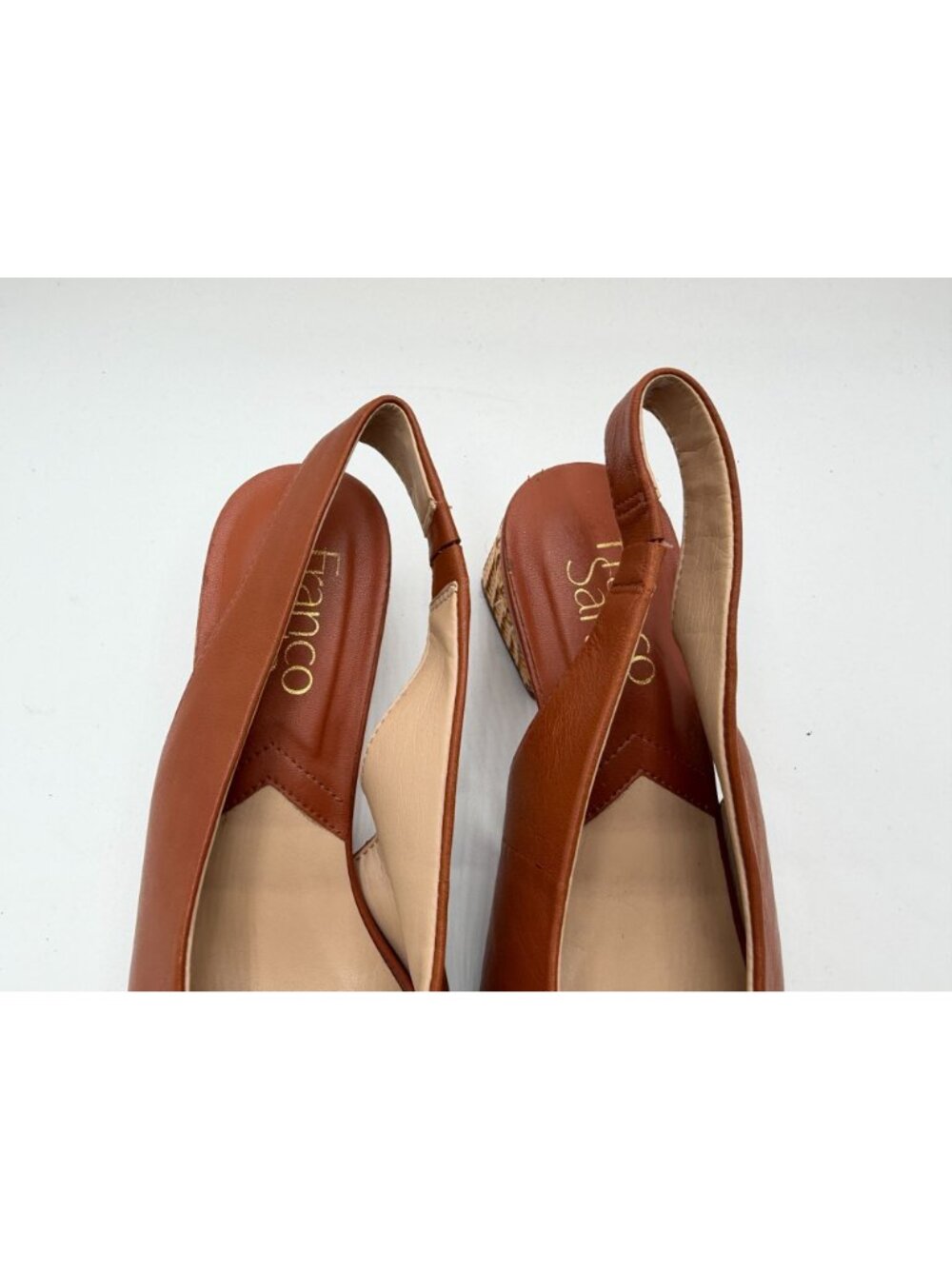 Franco Sarto Jonia Low Heel Brown Leather Slingback Pump Women Size 6.5M Career - Picture 4 of 16